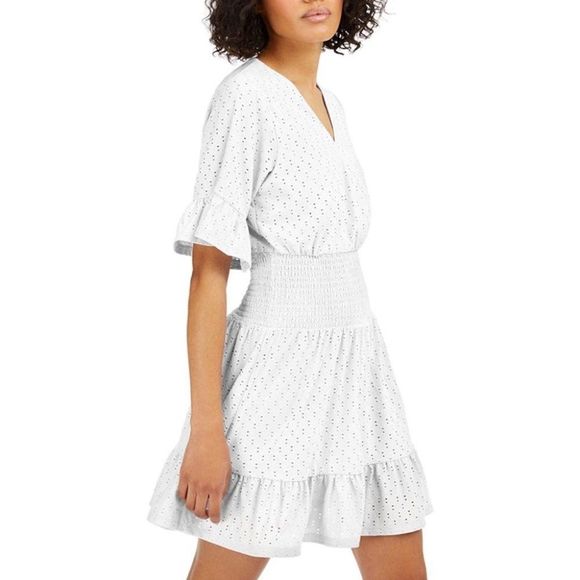 MICHAEL Michael Kors Dresses & Skirts - Michael Michael Kors Eyelet Smocked Dress White Size L NWT
